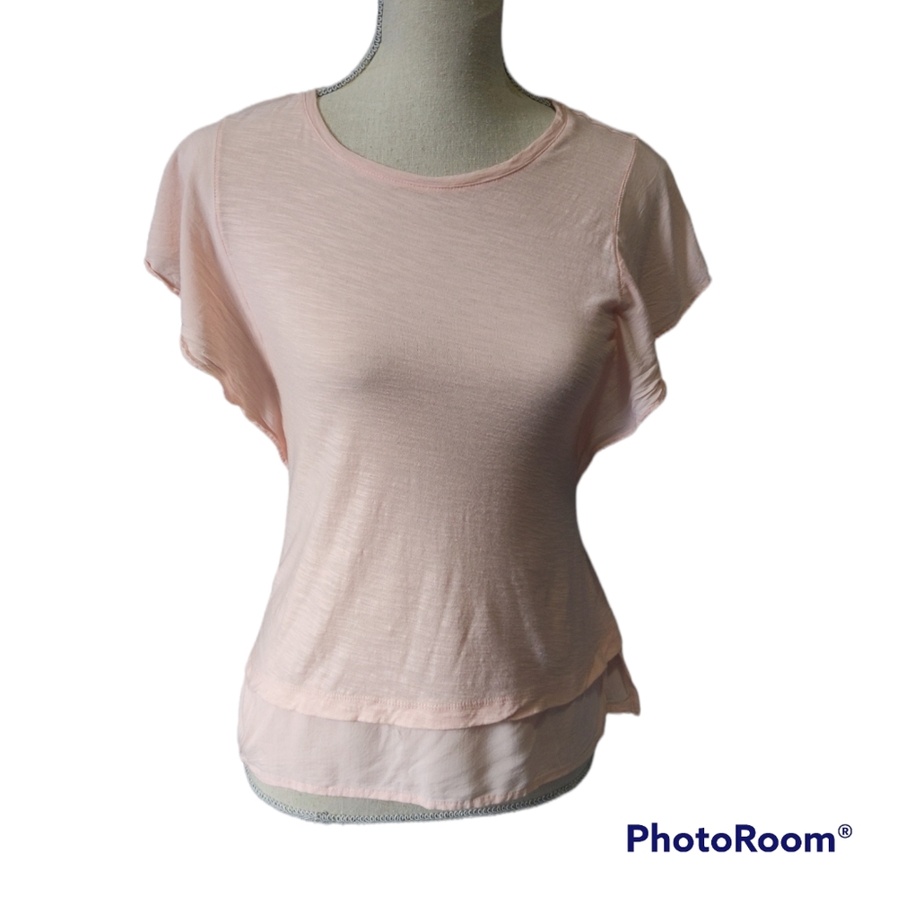 VINCE CAMUTO Ruffle Sleeve Pink Top XS